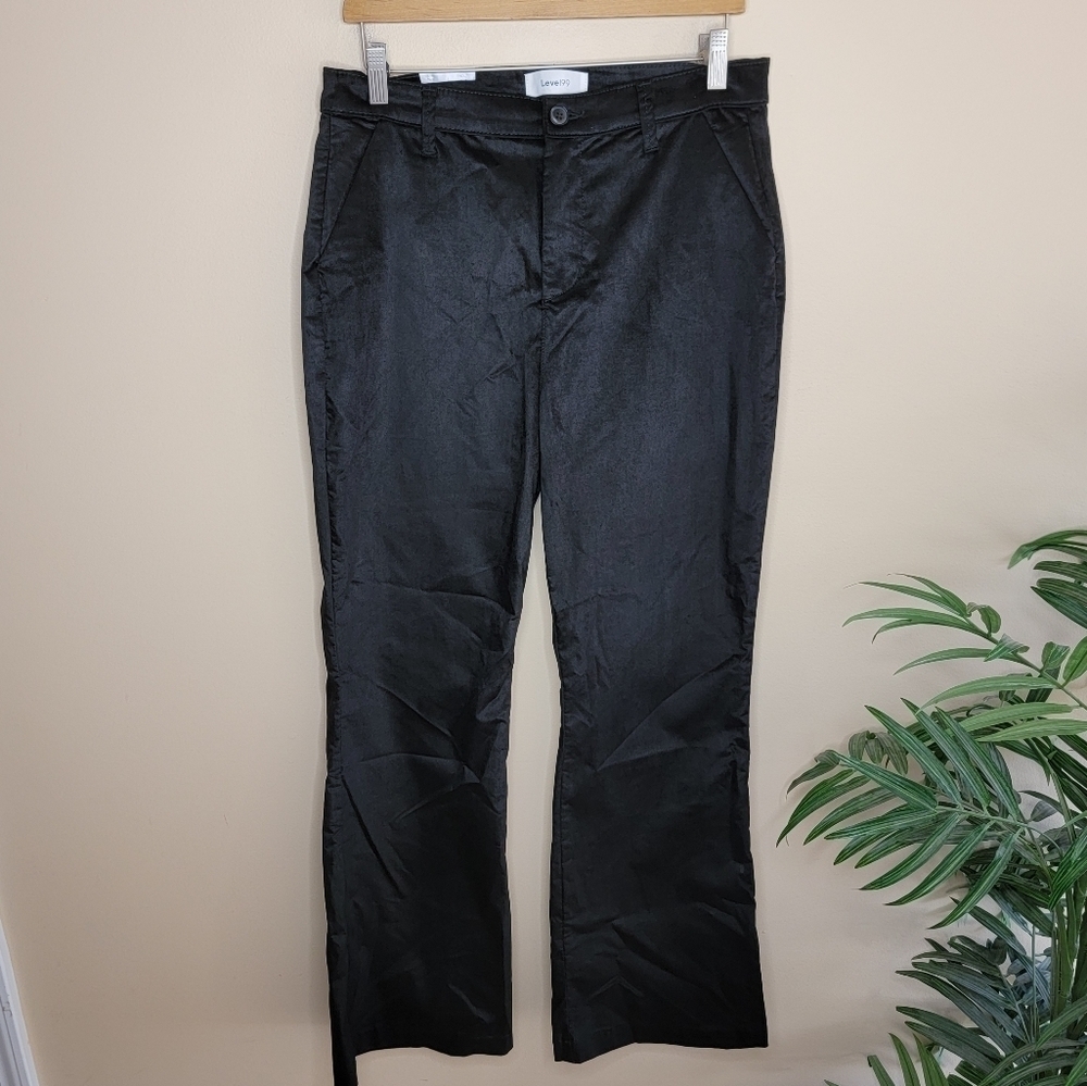 NWT Evereve Level 99 | High Rise Black Velvet Flared Leg Pants Size 31